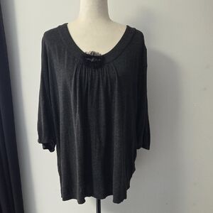 Vera Wang Charcoal Gray Women's 3/4 Sleeve Blouse
